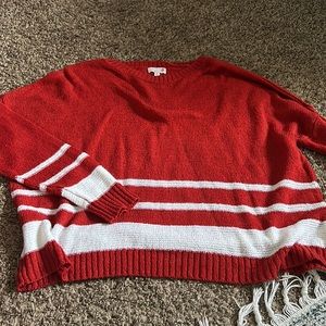 Red and White Striped Light Sweater- size XL